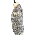 East Blue White Linen Cotton Fine Knit Cardigan UK 8/10