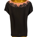 Monsoon Black Silky Floral Lace Beaded Top UK 14