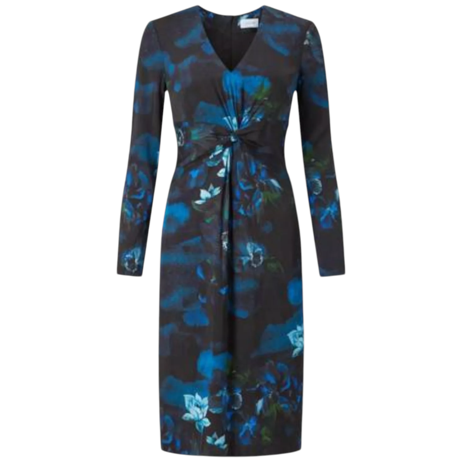 Jigsaw Navy Floral Long Sleeve Pencil Dress UK 6