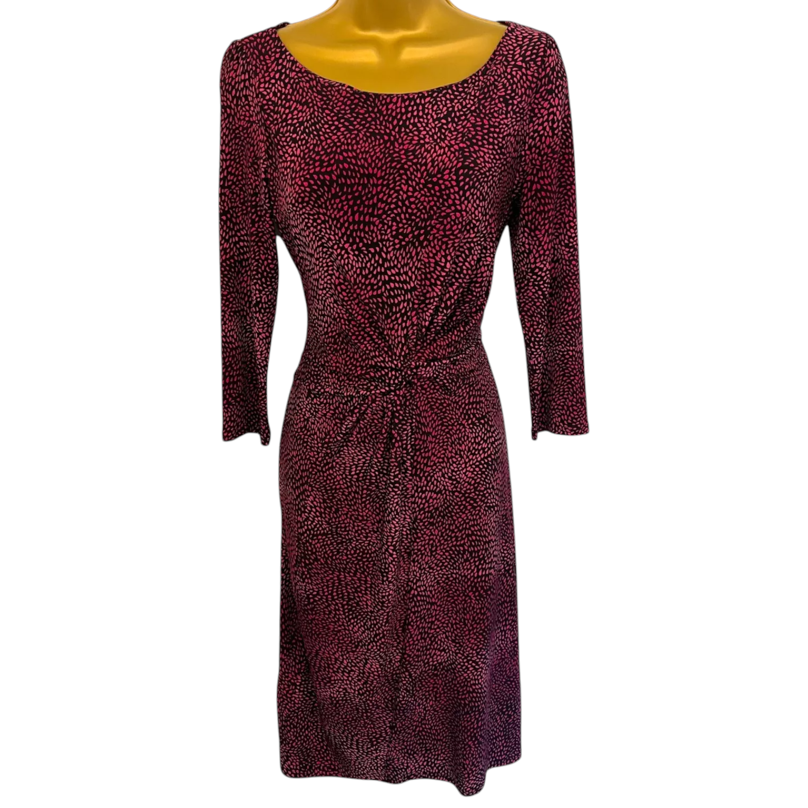 Laura Ashley Black Pink Silky Stretch Dress UK 10