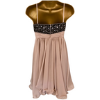 French Connection Blush Beaded Chiffon Dress  UK 10/12