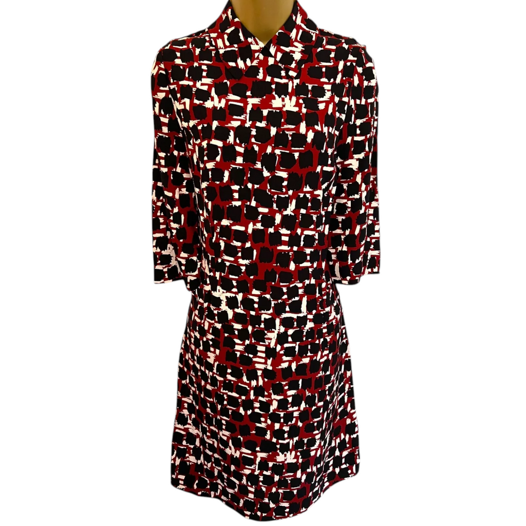Jaeger Multi Crepe Shift Oversize Dress UK 6