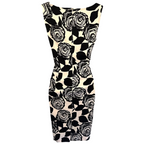 L.K. Bennett Black & Ivory Cotton Sleeveless Dress UK 8