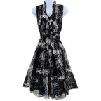 Coast Black Ivory Silk Print Fit & Flare Dress  UK 8