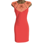 Ted Baker Violina Neon Orange Lace Neck Dress UK 8
