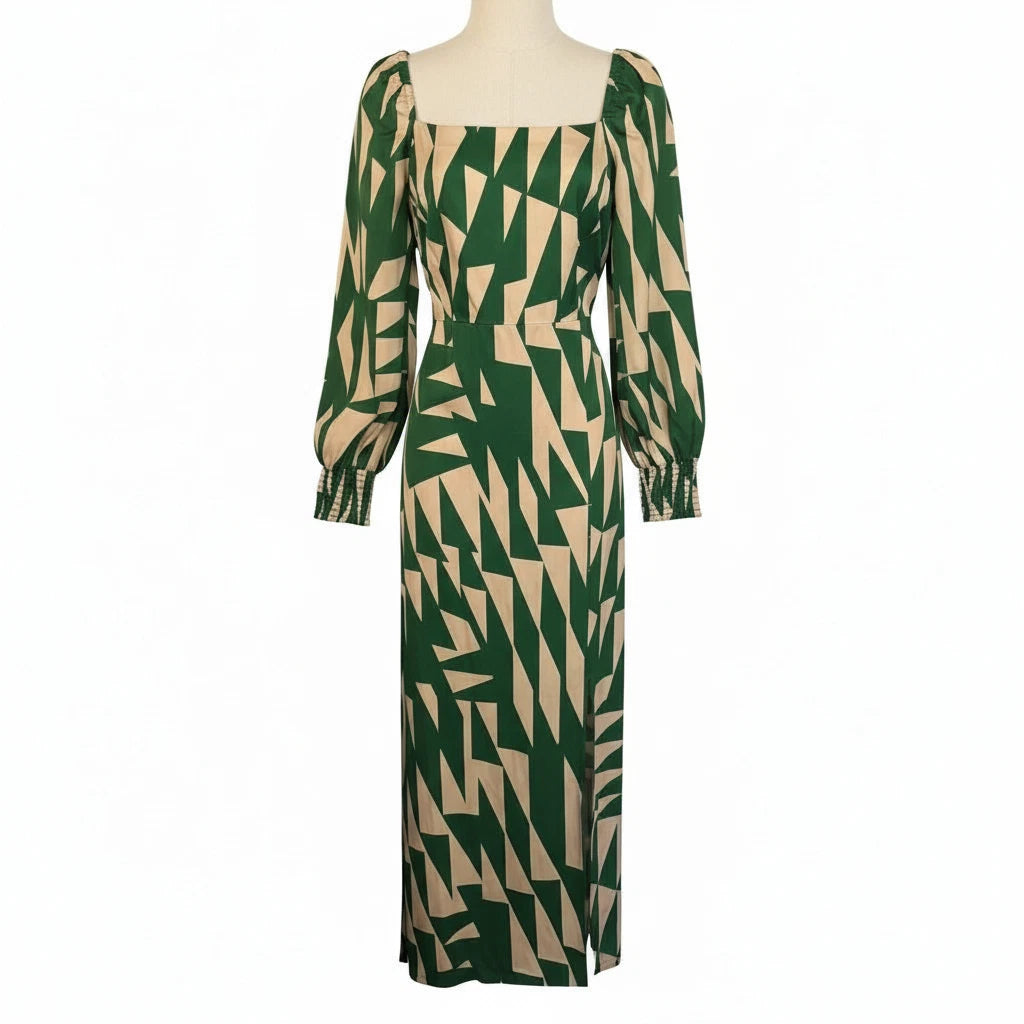 Mint Velvet Green & Cream Everly Dress UK 12