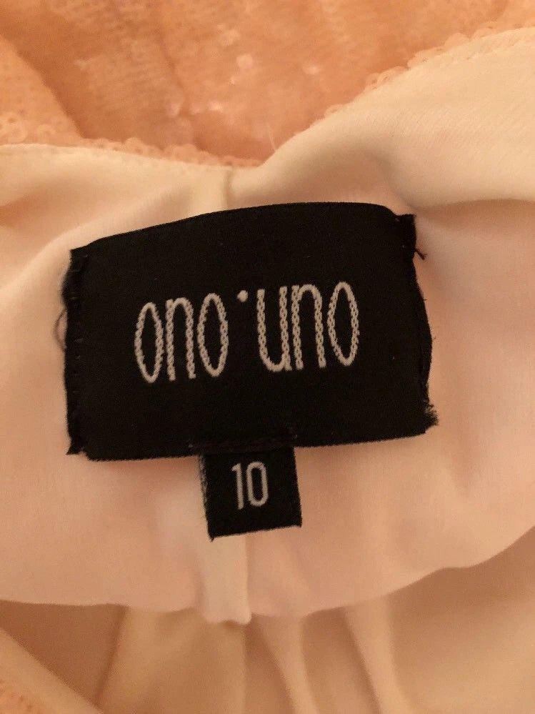 Ono Uno Blush Peach Sequin Backless Maxi Dress UK 10