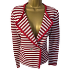 Marella Red & White Striped Cotton Linen Knit Jacket UK 14