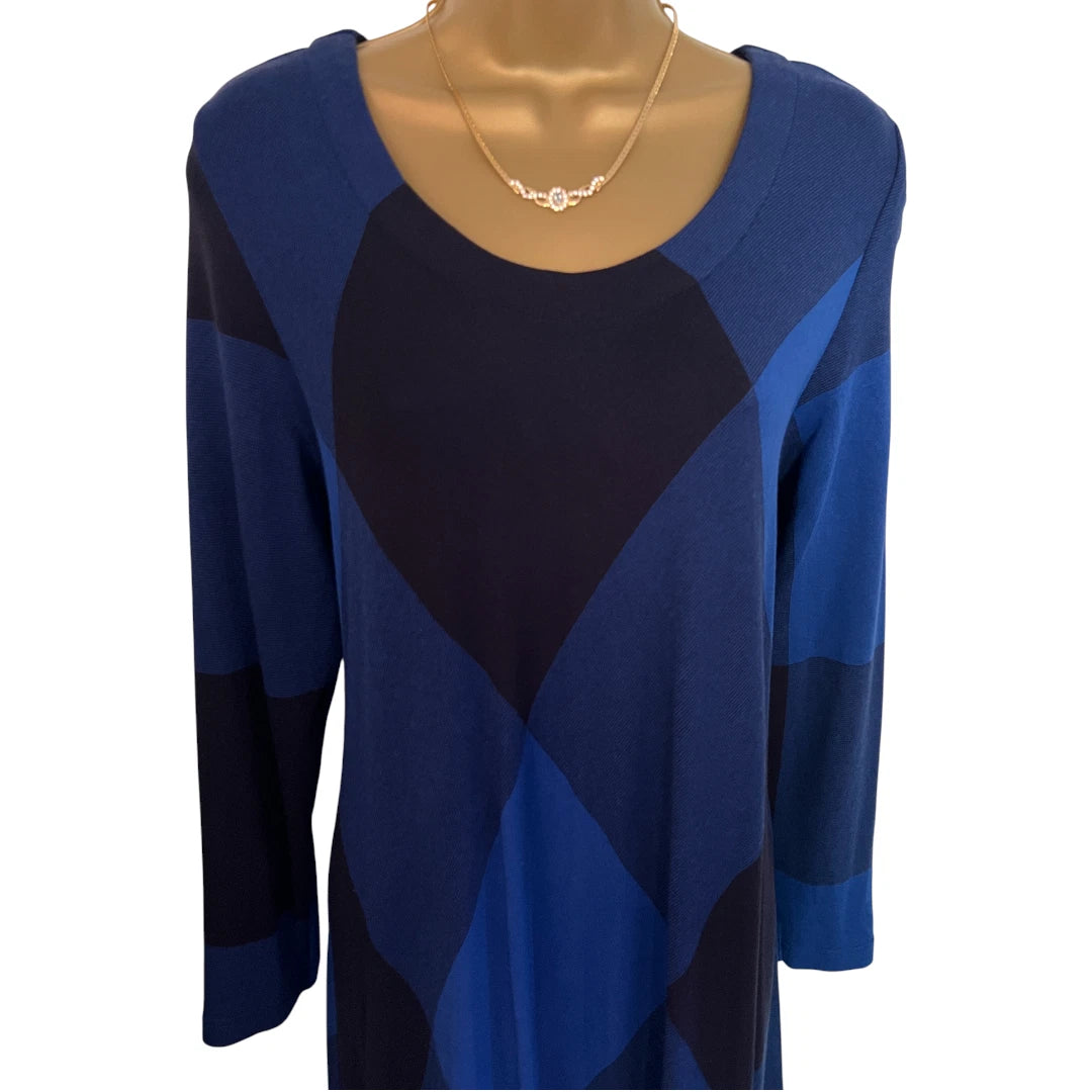 Sahara Blue Black Large Check Dress UK 14/16