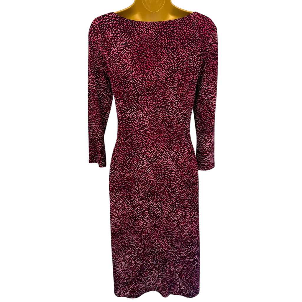 Laura Ashley Black Pink Silky Stretch Dress UK 10