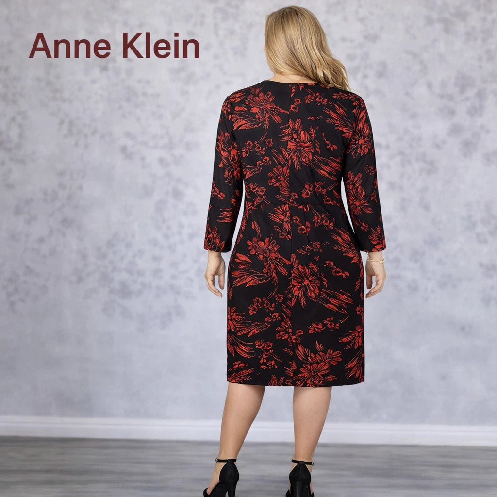 Anne Klein Floral Faux Wrap Dress US 14 UK 18 NWT