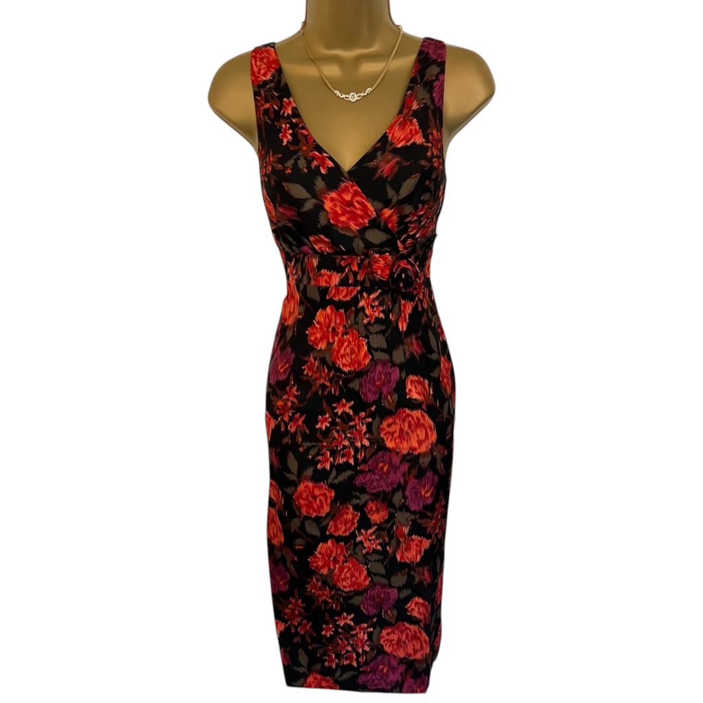 L.K. Bennett Black Orange Silk Dress UK 8