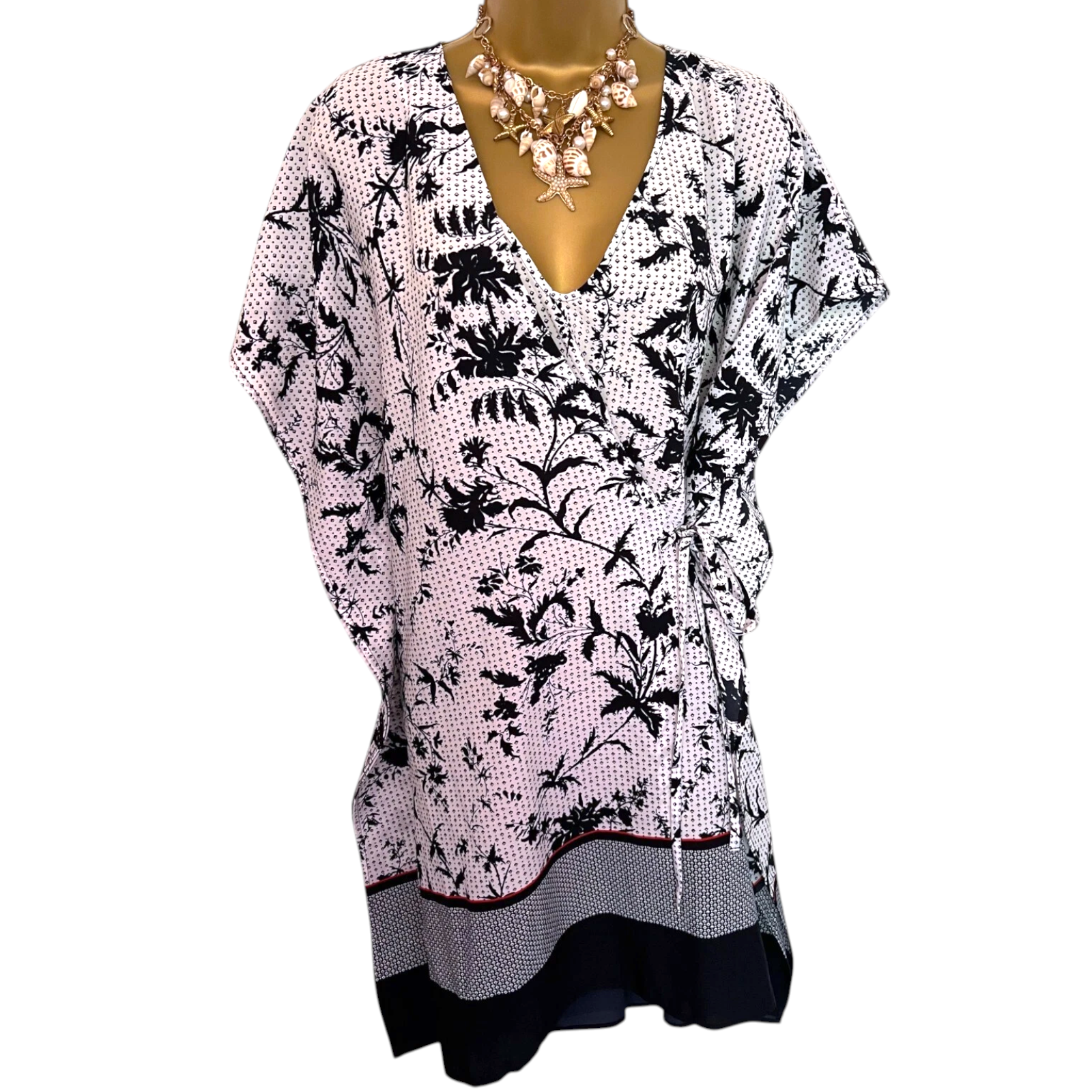 French Connection Blue Floral Drape Tunic Dress UK 8