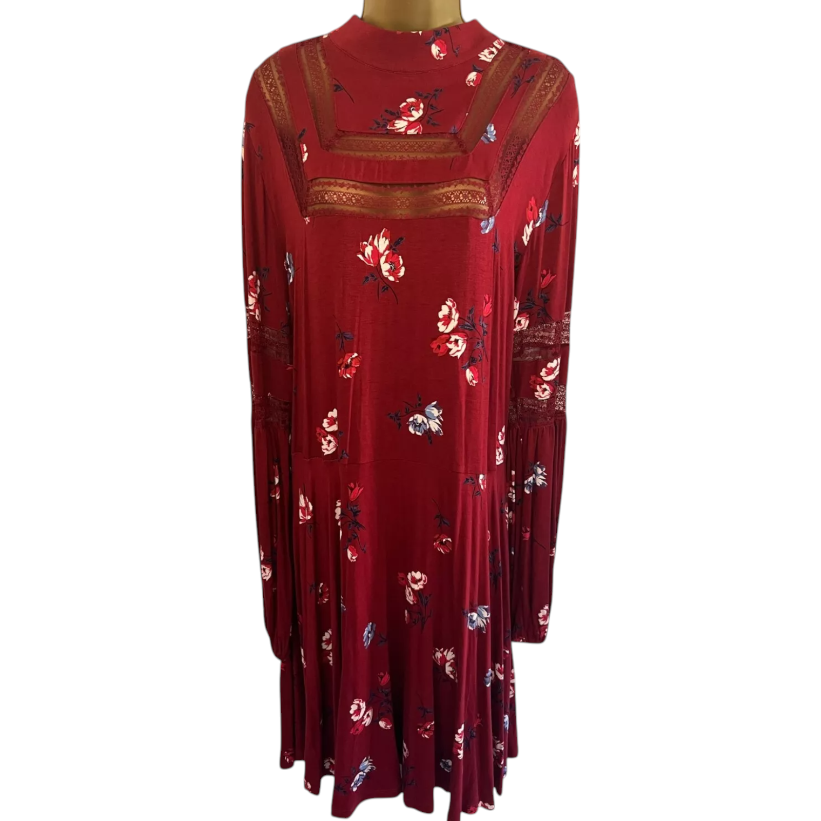 V by Very Burgundy Floral Jersey Dress UK 24
