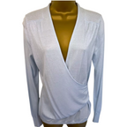 Repeat Pale Blue Soft Cotton Wrap Jumper UK 8