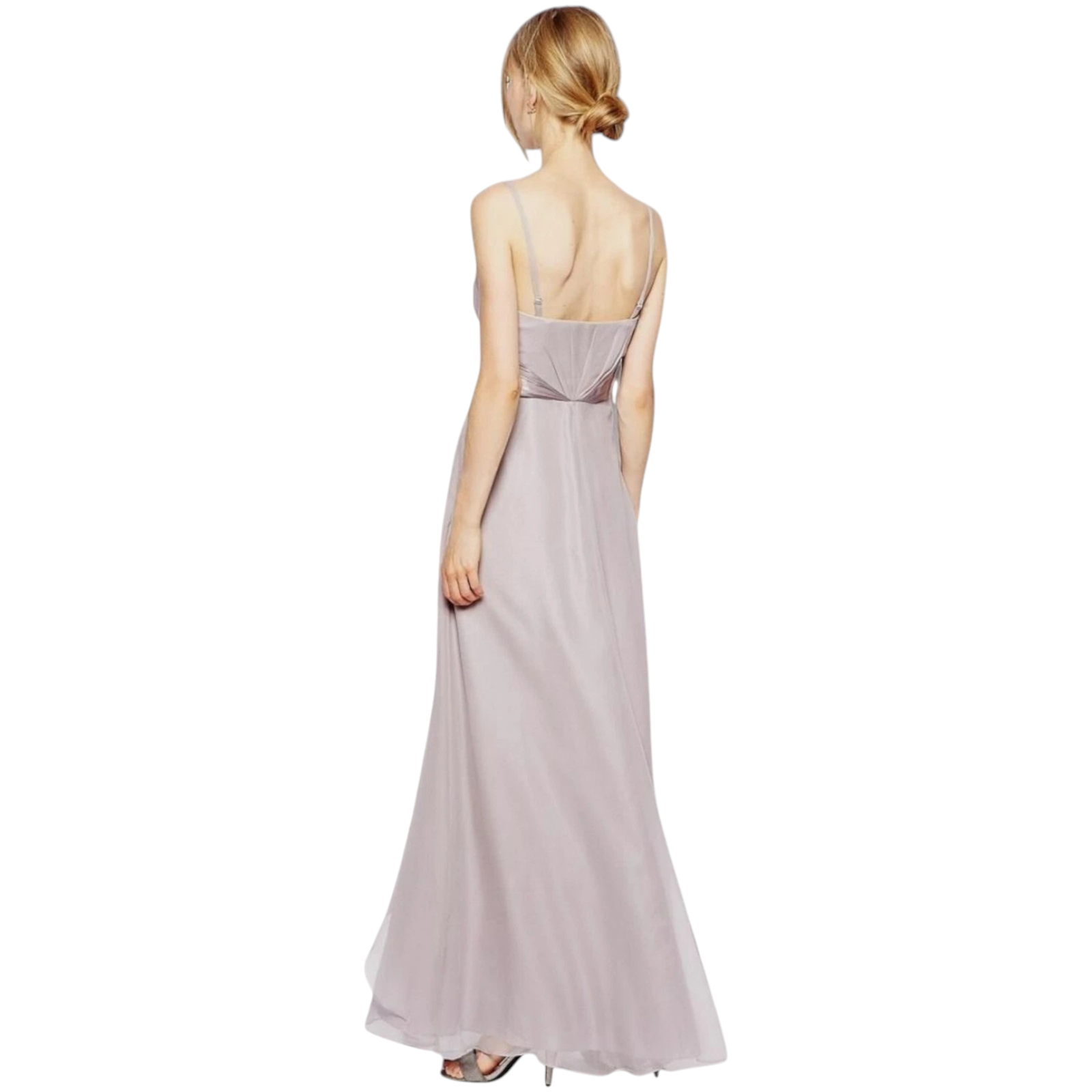 Coast Michegan Dove Grey Chiffon Maxi Dress UK 10