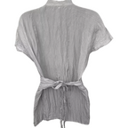 OSKA Light Grey Silver Crinkle Silk Wrap Top UK 8/10