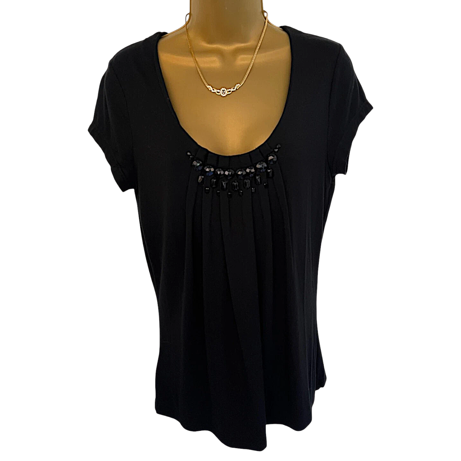 Country Casuals Black Beaded Top  UK 10/12