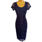 Dorothy Perkins Navy Cotton Lace Dress UK 8