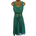 Monsoon Green Cotton Silk Tie Dress UK 8