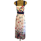 Monsoon White Chiffon Multi Coloured Floral Dress UK 10