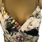 Karen Millen Multicoloured Silk Beaded Fit & Flare Dress UK 12