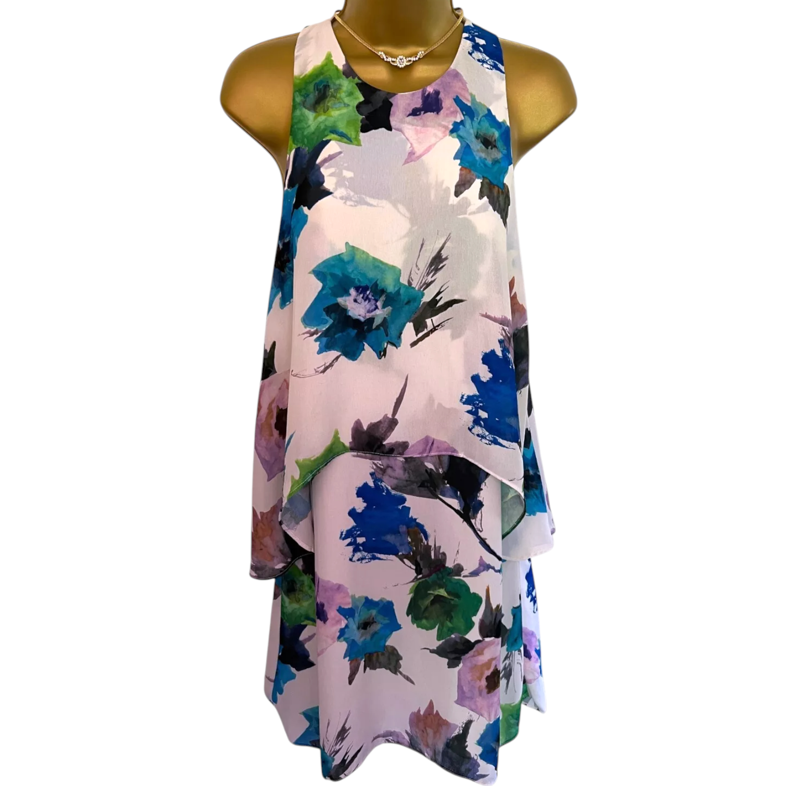 Zara Multicoloured Floral Chiffon Racerback Dress UK 10