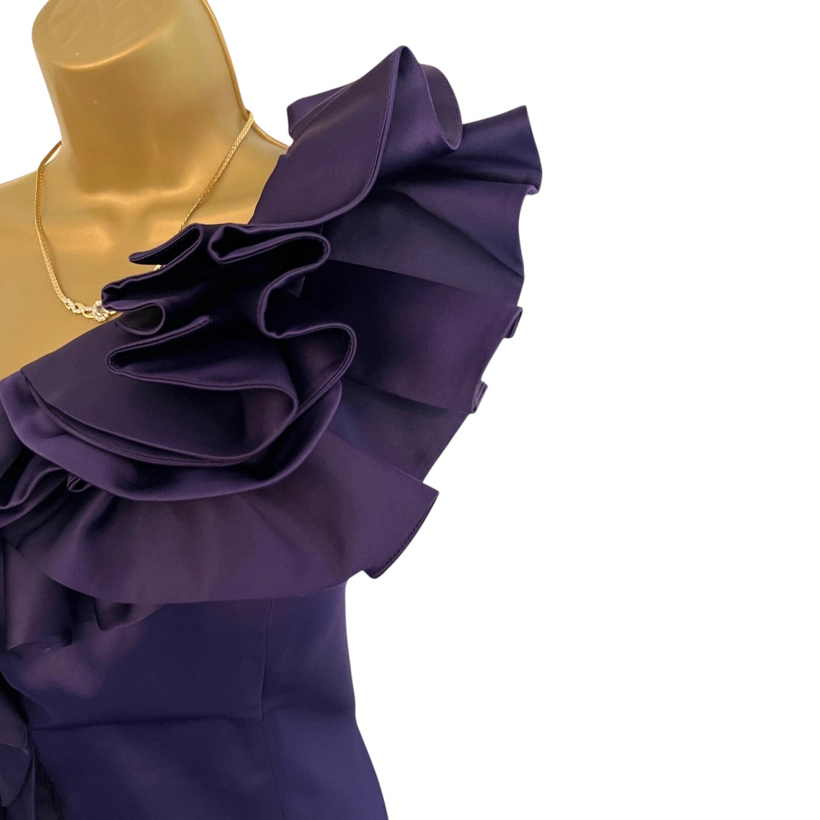 Ben De Lisi Purple Duchess Satin One Shoulder Dress UK 8