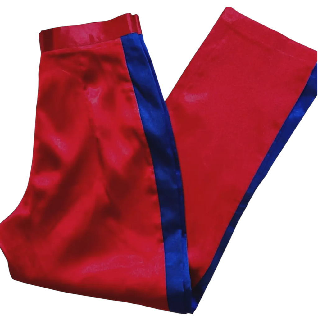Ragged Priest Red Blue Stripe Satin Track Pants UK 6
