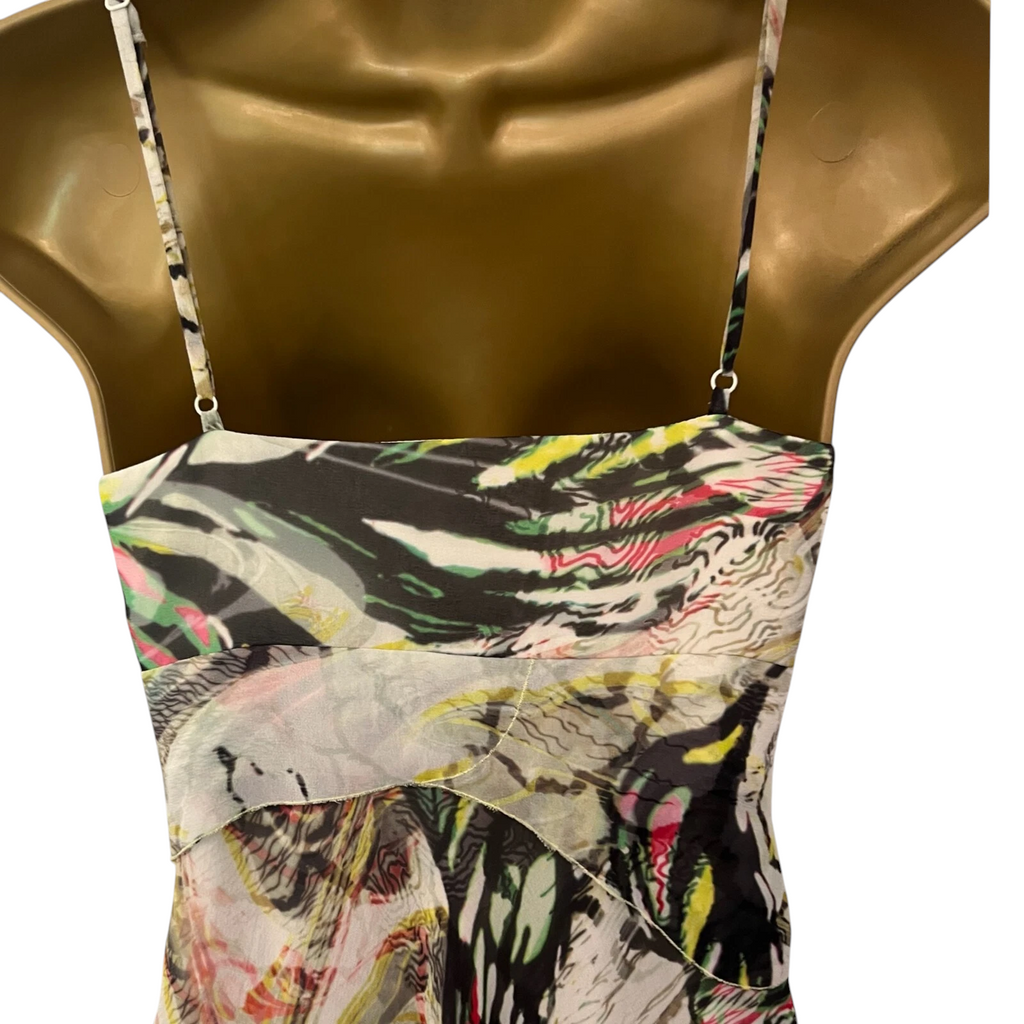 Karen Millen Multicoloured Silk Beaded Fit & Flare Dress UK 12