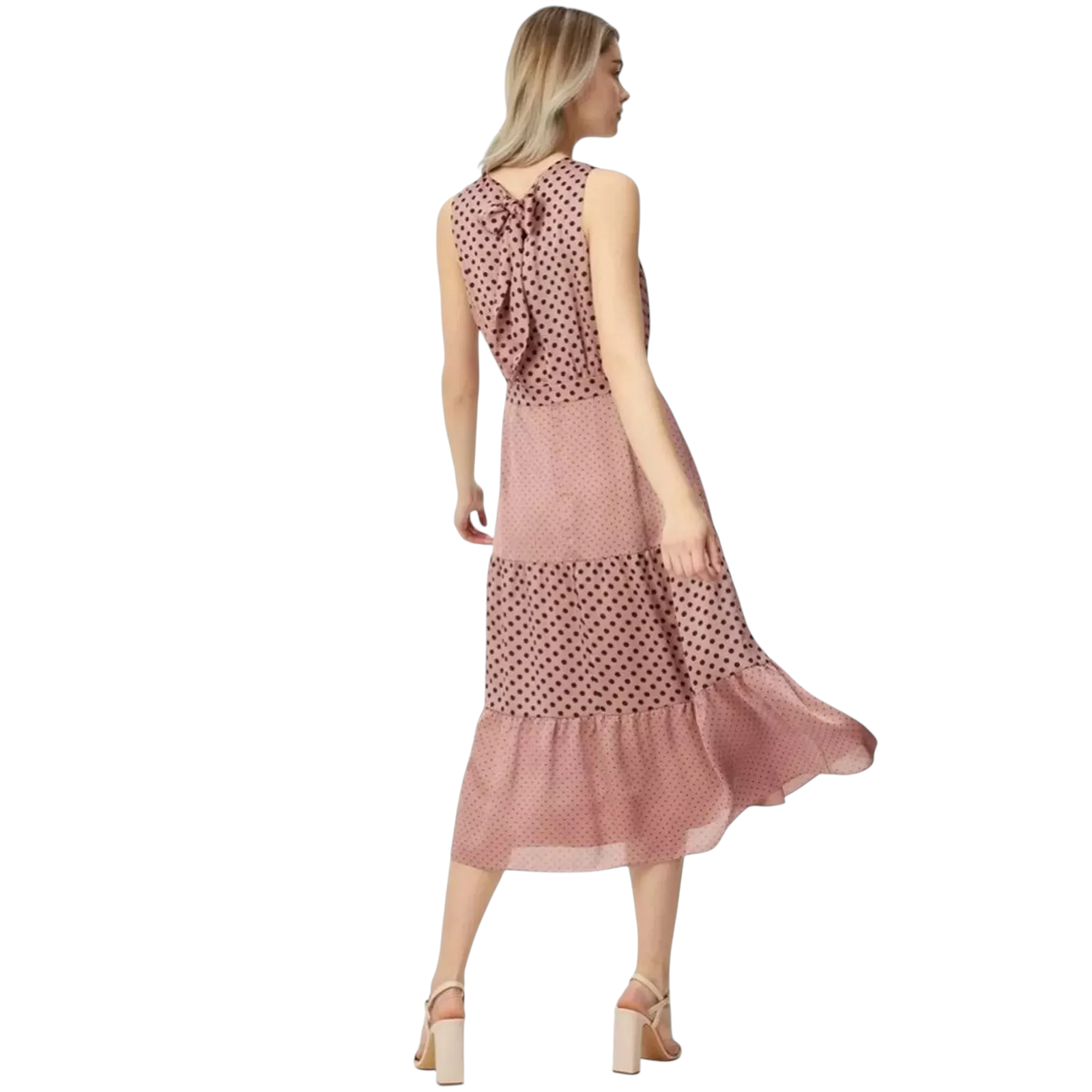 Ted Baker Dusky Pink Polka Dot-Print Dress UK 12
