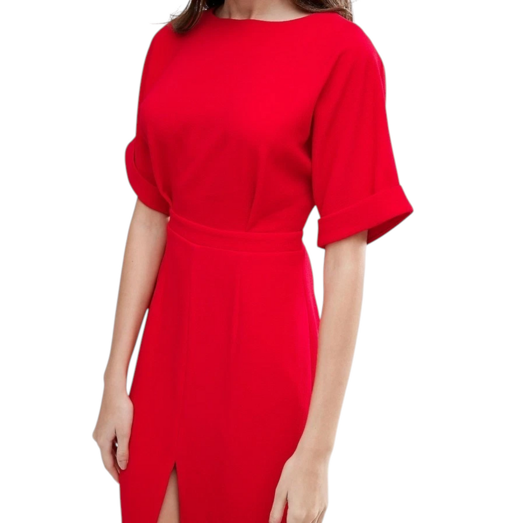 Asos Coral Crepe V Back Dress UK 12
