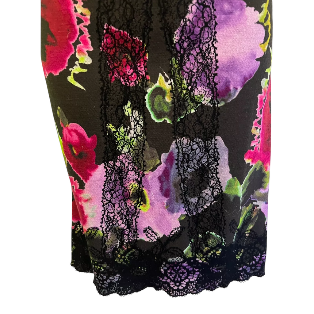 Marc Cain Black & Pink Floral Lace Dress UK 14
