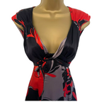 Ted Baker Black Red Silk Floral Dress UK 6