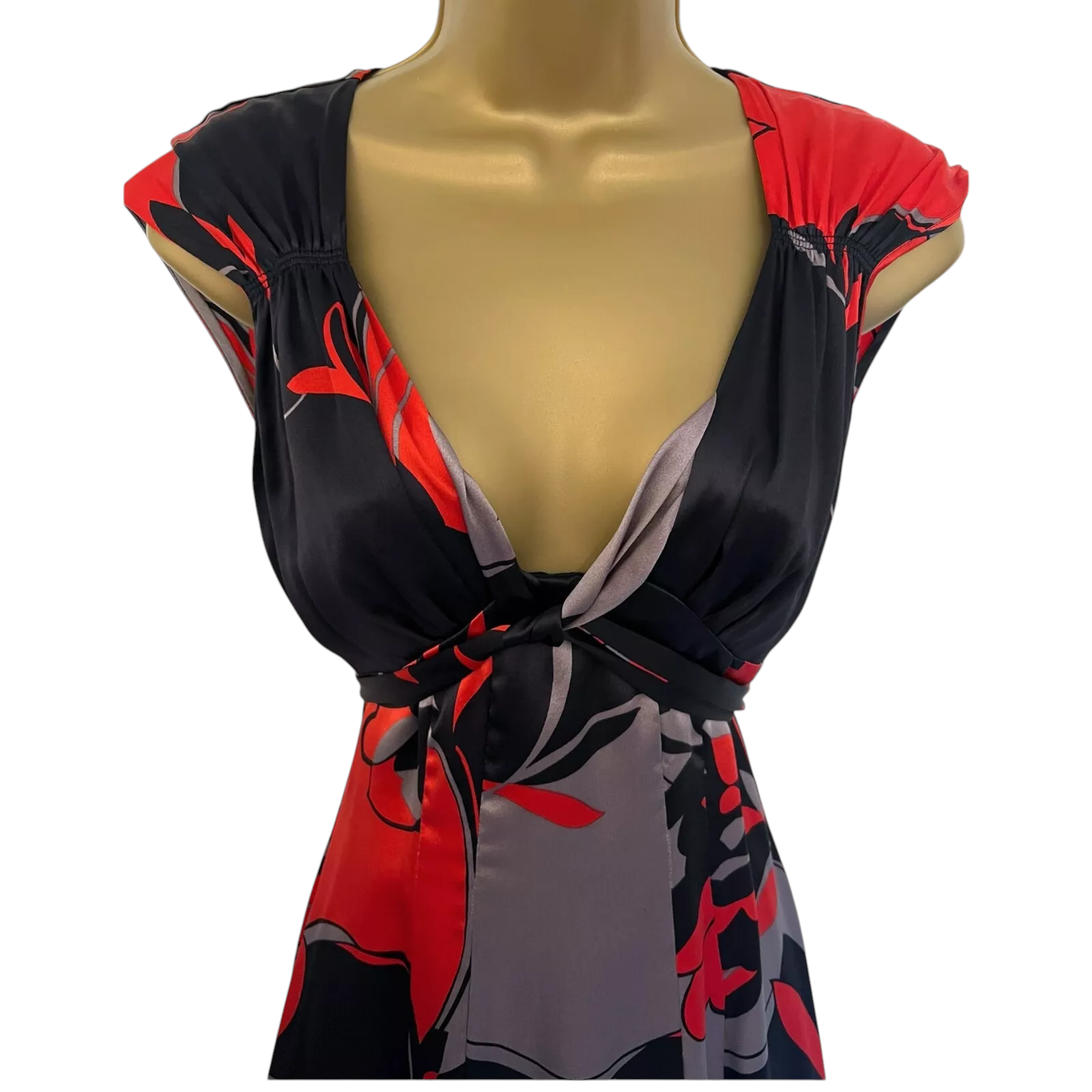 Ted Baker Black Red Silk Floral Dress UK 6