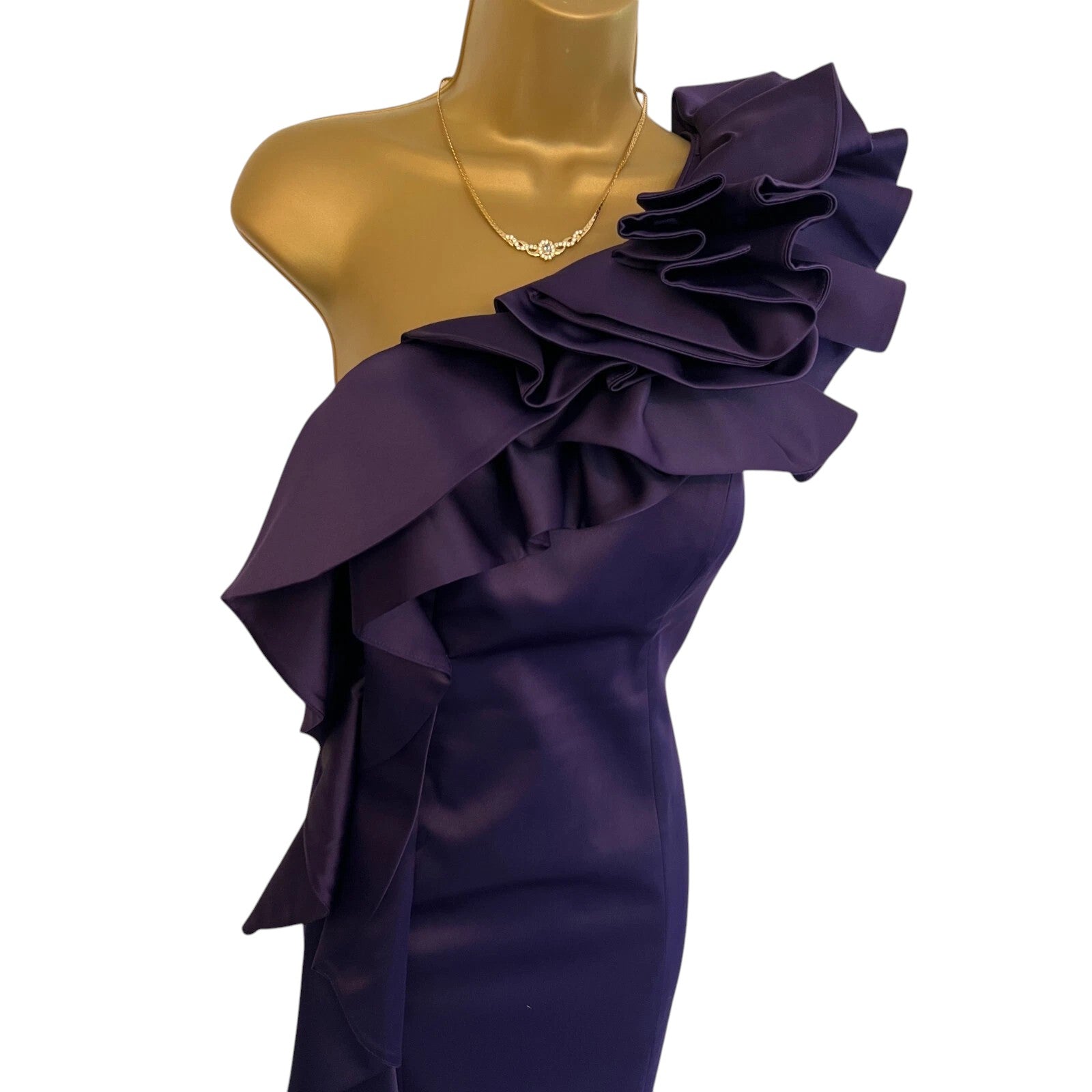 Ben De Lisi Purple Duchess Satin One Shoulder Dress UK 8