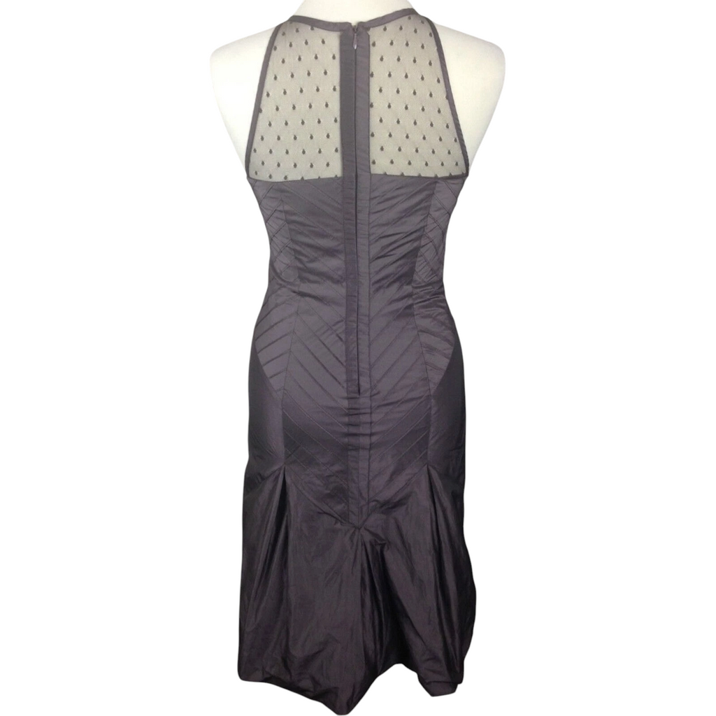 Karen Millen Brown Taffeta Bubble Hem Dress UK 8