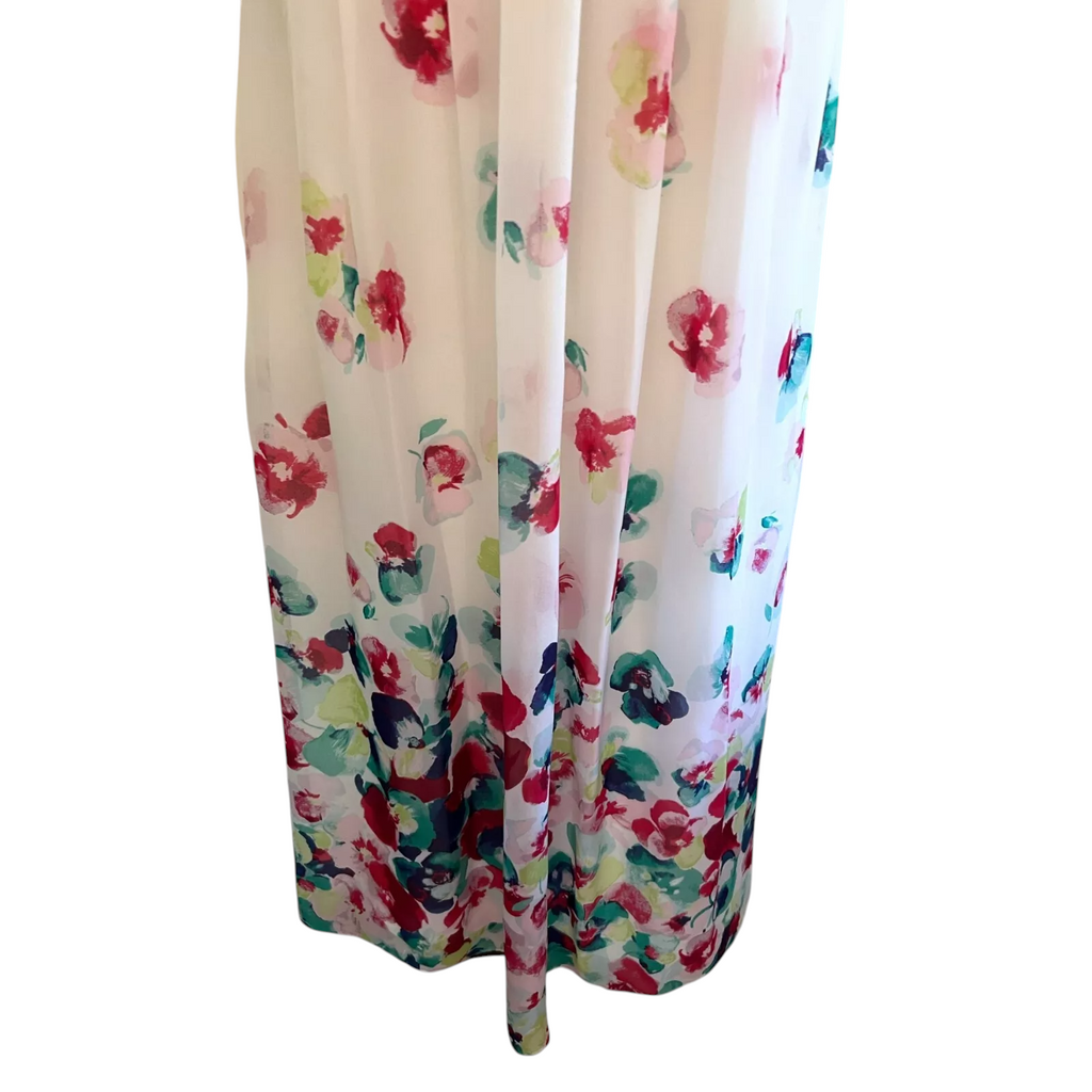 Monsoon White Chiffon Multi Coloured Floral Dress UK 10
