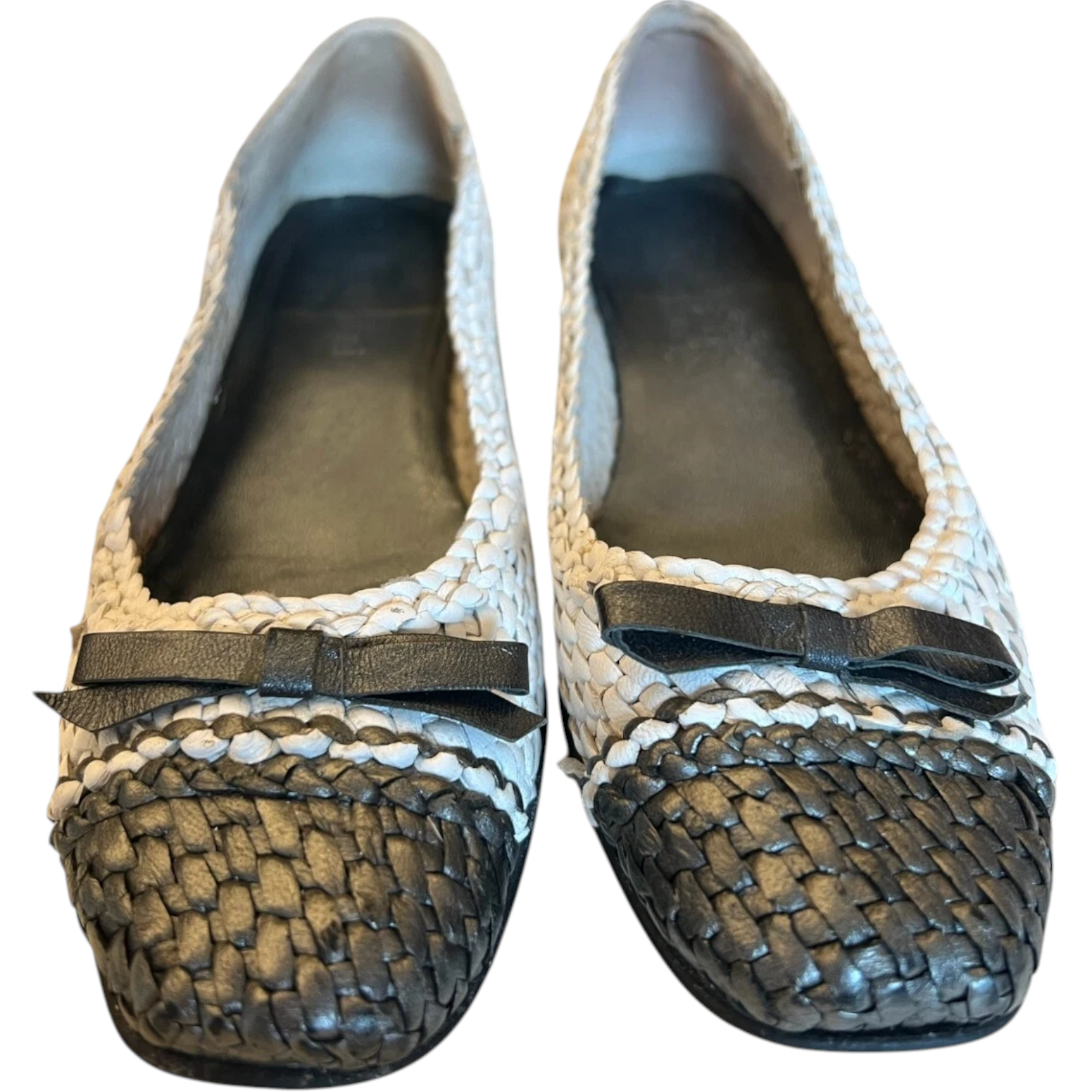 Capollini White & Metallic Grey Woven Leather Shoes UK 5