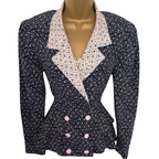 Fink Modell Vintage Navy & Ivory Floral Peplum Jacket UK 8
