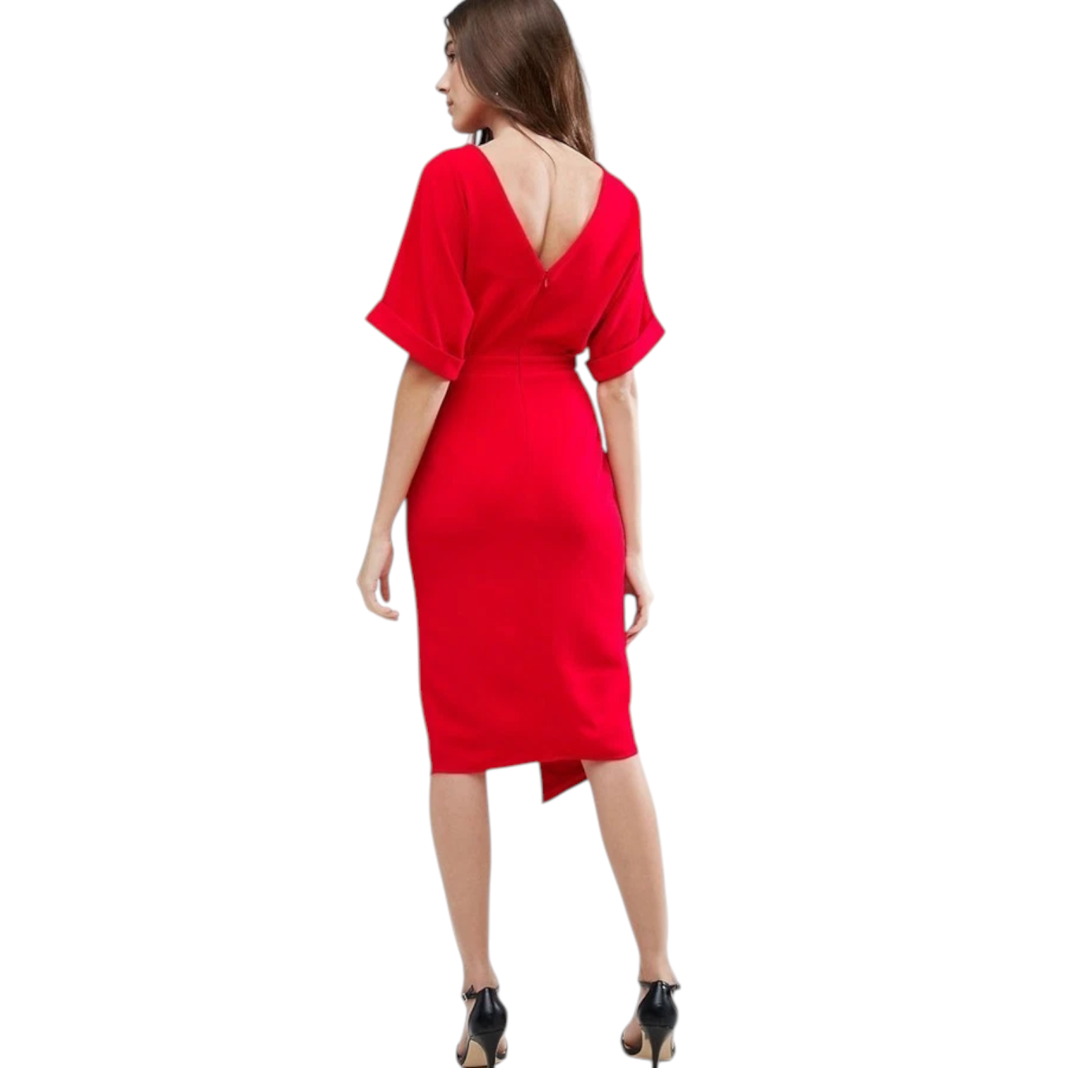 Asos Coral Crepe V Back Dress UK 12