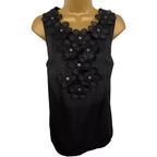 Monsoon Black Ribbed Floral Applique Sleeveless Top  UK 14