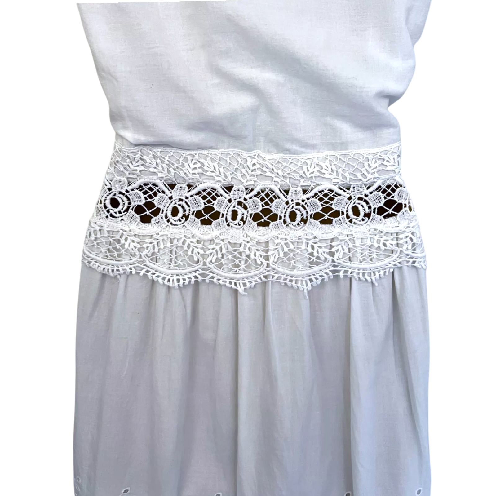 Frock And Frill White Embroidery Anglaise Cotton Dress UK 14