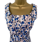 L.K. Bennett Valdez Blue White Floral Cotton Dress UK 12
