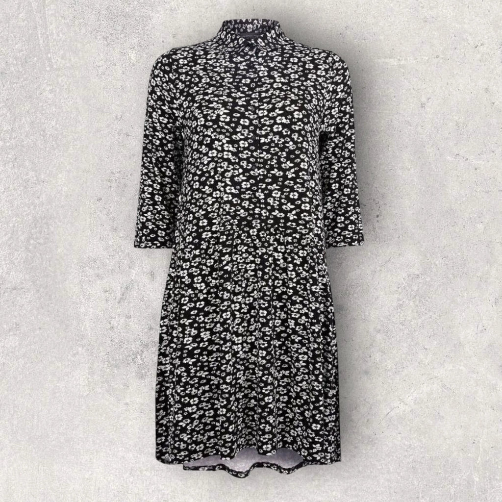 Dorothy Perkins &  Black White Dipped Hem Dress UK 12