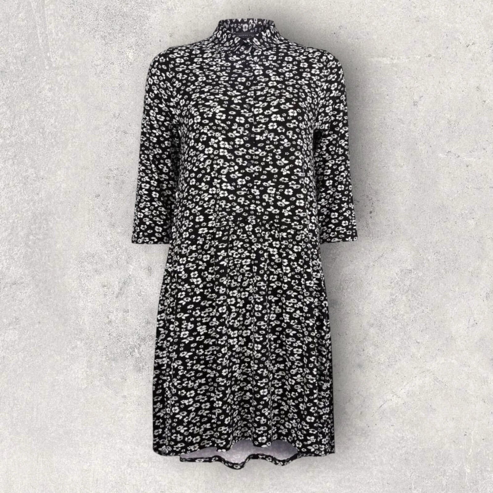 Dorothy Perkins &  Black White Dipped Hem Dress UK 12