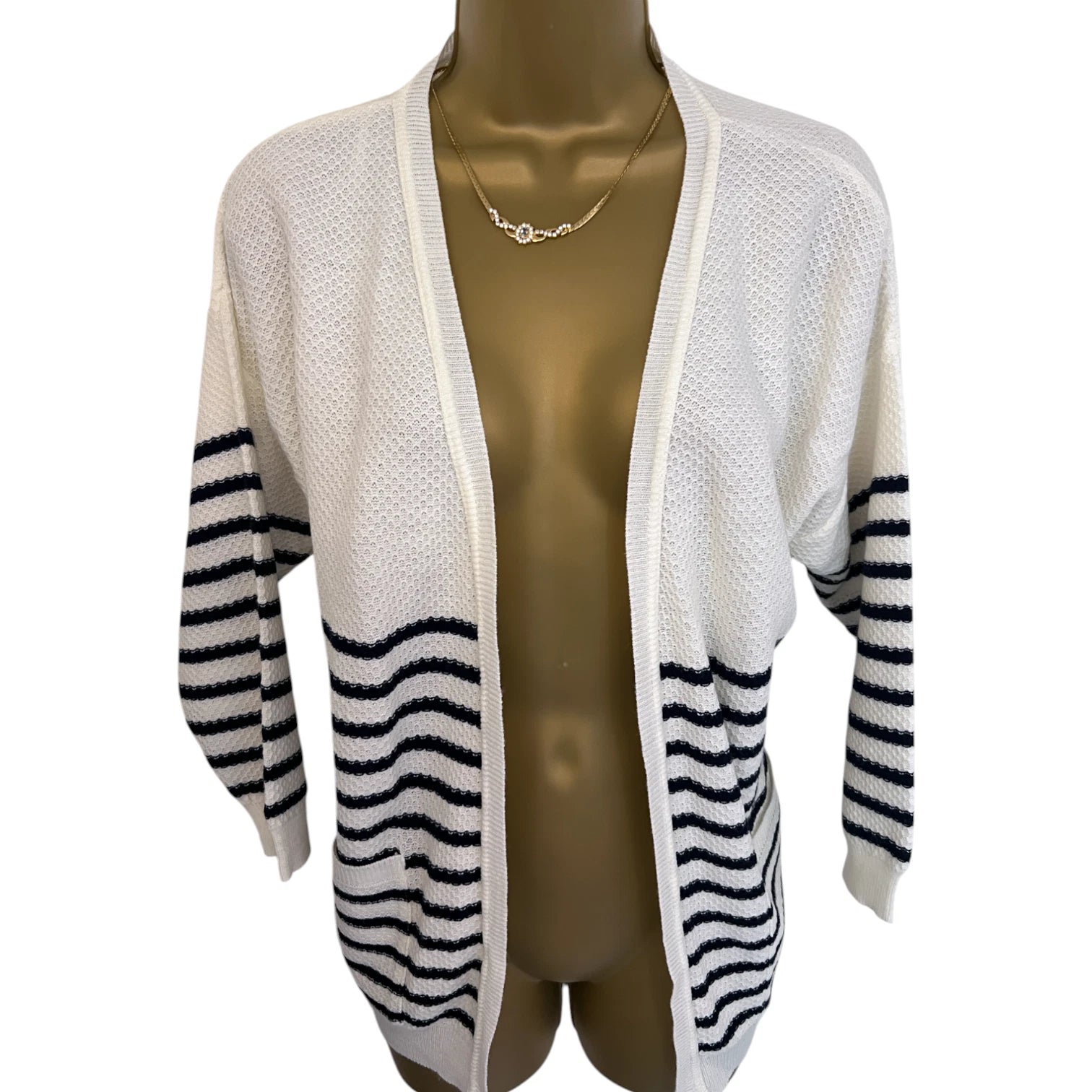 Dorothy Perkins Black Ivory Waffle Knit Cardigan UK 12