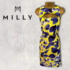 MILLY New York Lemon Purple Floral Dress UK 10/12
