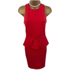 River Island Scarlet Red Peplum Dress UK 8