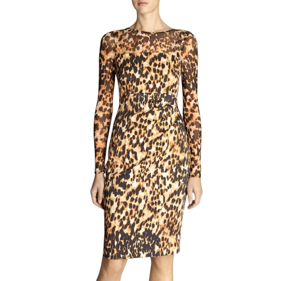 Karen Millen Brown & Tan Leopard Bodycon UK 12